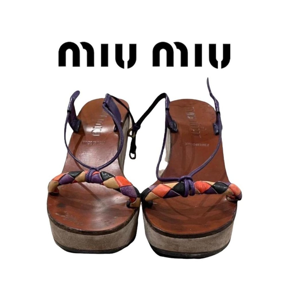 Miu Miu 90s/ 2000s Boho Hippie Lace Up Platform W… - image 1